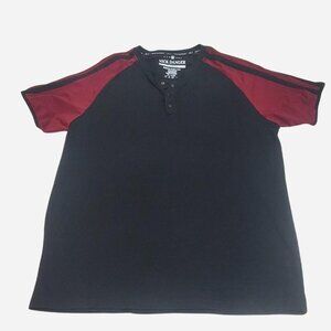 Nick Danger Black & Red Henley Shirt Size L